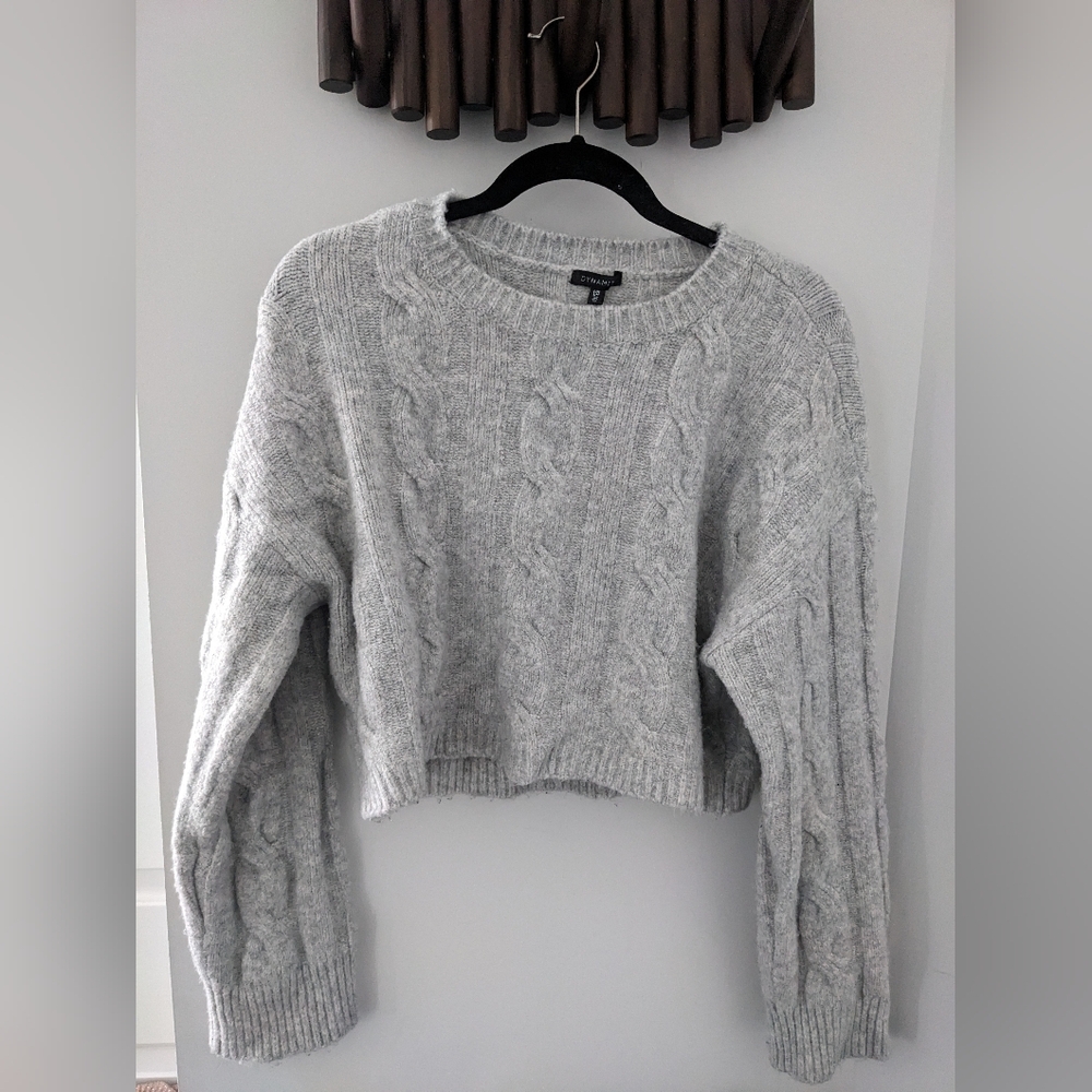 Dynamite Women's  Light Gray Cable Knit Sweater - Size S/M